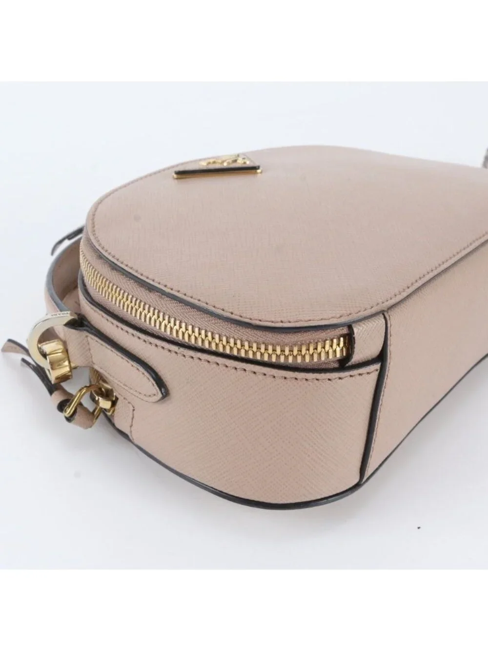 Prada Saffiano Triangle Logo Leather 2-Way Shoulder Bag Crossbody Hand